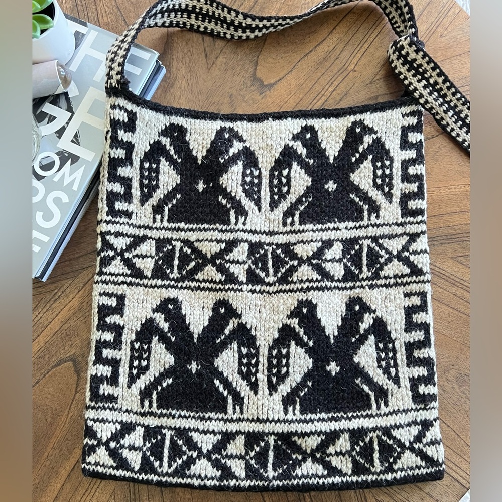 Handwoven Wool Guatemalan Morral Birds Double Headed Eagle Shoulder Bag Rare